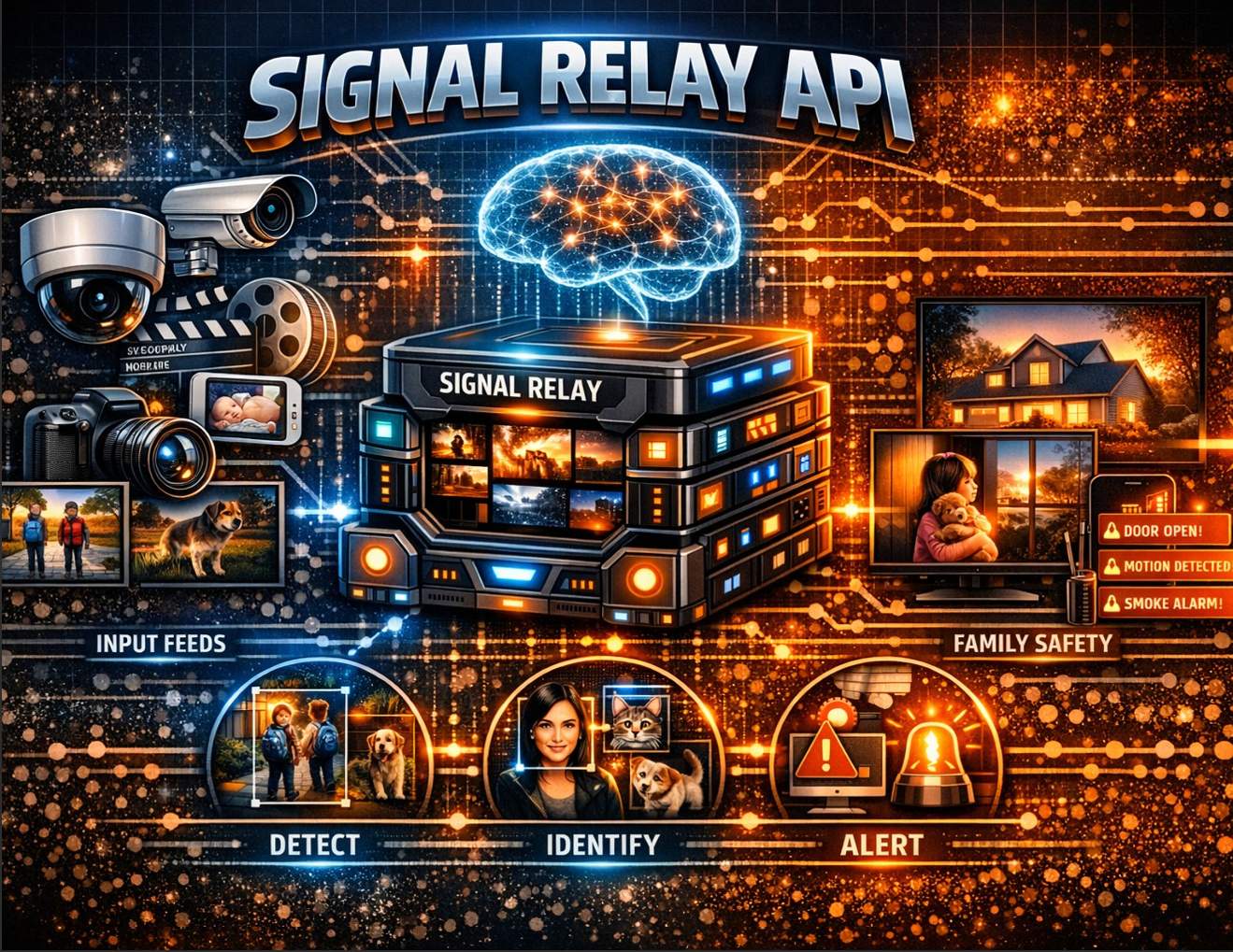 Signal Relay workspace for security camera signal routing and compression management.